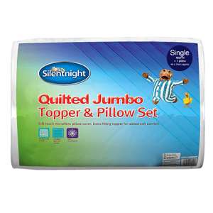 Silentnight Quilted Jumbo Single Mattress Topper & Pillow Set £15 free delivery @ Weeklydeals4less