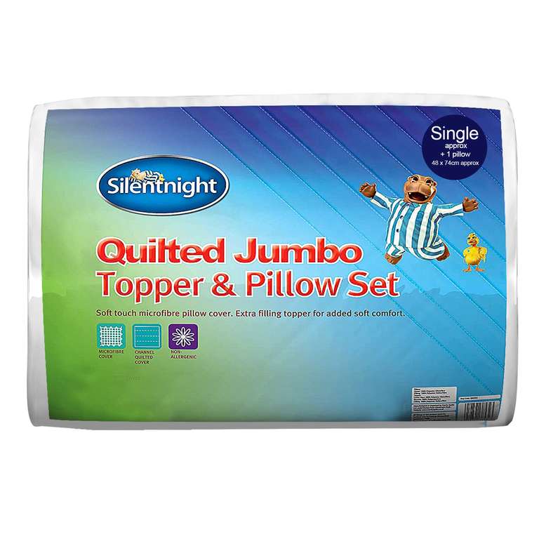 Silentnight Quilted Jumbo Single Mattress Topper & Pillow Set £15 free delivery @ Weeklydeals4less