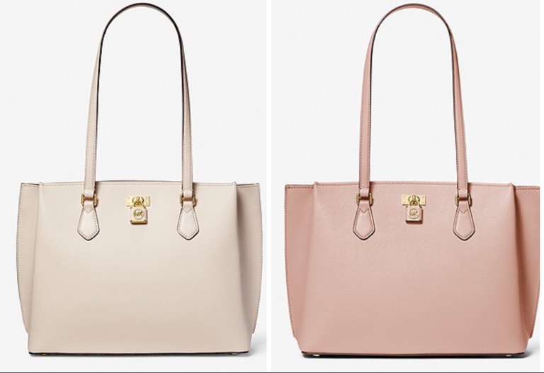 Michael Kors Ruby Large Saffiano 100% Leather Tote Bag in Light Cream or Soft Pink + Free Delivery