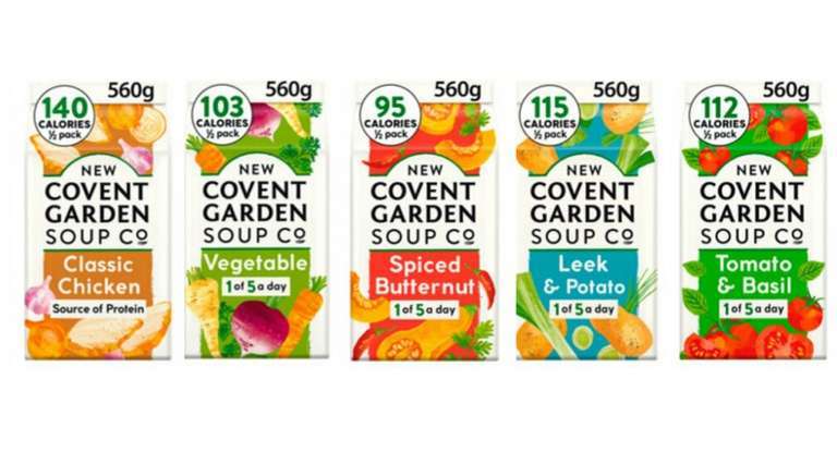 New Covent Garden Soup 560g - Classic Chicken / Spiced Butternut / Tomato & Basil / Garden Vegetable / Leek & Potato - £1.25 @ Asda