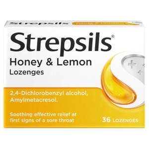 Strepsils Honey & Lemon Lozenges, Gluten Free, Sore Throat Relief, Fights Infection, 36 Pack - £2.76 / £2.44 S&S + Voucher