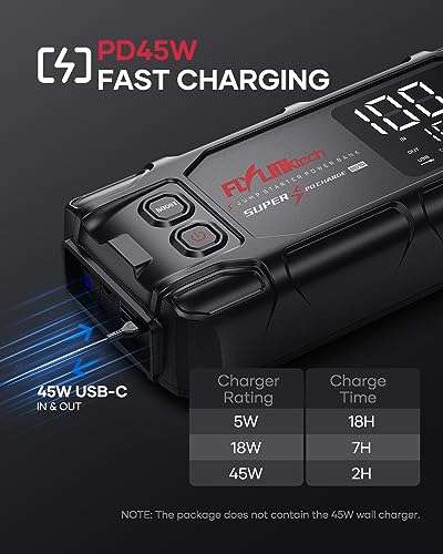 Portable Jump Starter, FLYLINKTECH 6000A Peak 26800mAh Car Battery Booster Jump Starter Pack with Dual USB Sold by Benoone FBA