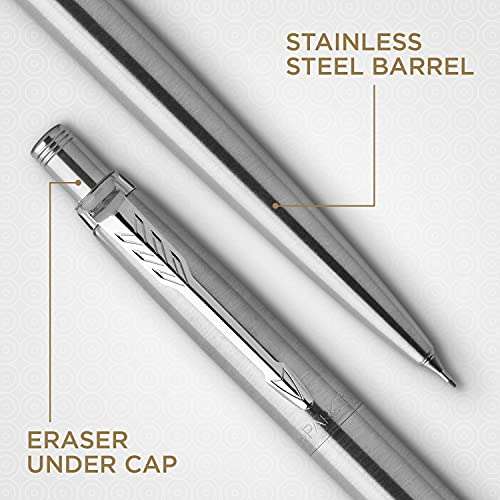 Parker Jotter Duo Gift Set with Ballpoint Pen & Mechanical Pencil | Stainless Steel with Chrome Trim | Blue Ink Refill - £14.59 @ Amazon