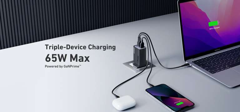 Anker 735 Charger (GaNPrime 65W) £37.99 + £0.99 for a USB-C to C or Lightning Cable with voucher code @ Anker Shop