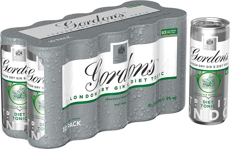 Gordon's Premium Pink Gin and Tonic / Special Dry London Gin and Diet Tonic 10 x 250 ml £11 Each @ Amazon