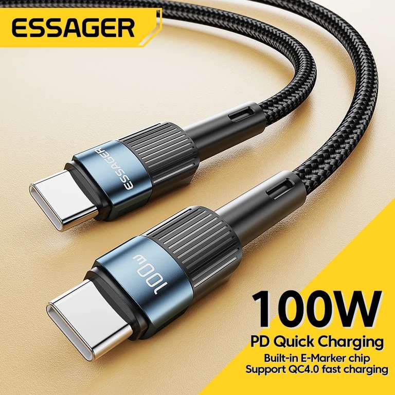Essager 100W USB-C to USB-C PD Charging Cable "Welcome deal" - 48p or £1.93 otherwise @ AliExpress / Essager