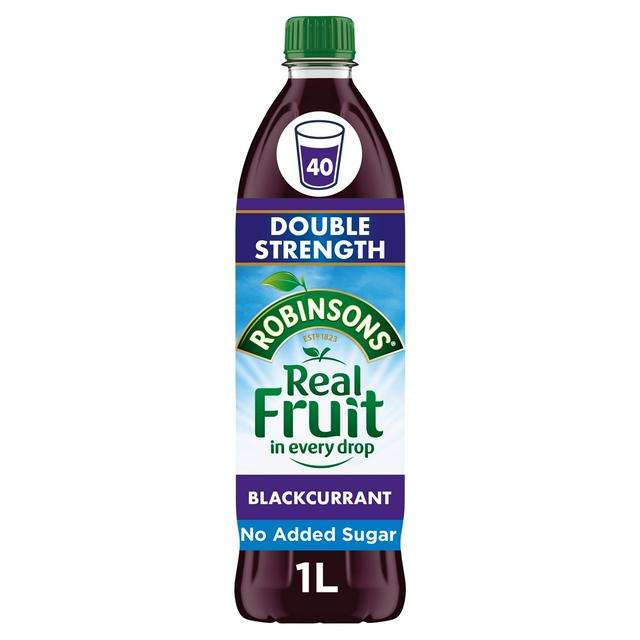 Robinsons Double Strength No Added Sugar Fruit Squash Blackcurrant 1L - 50p instore @ Sainsbury's, Derby