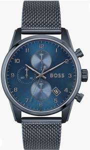 BOSS Chronograph Quartz Watch for Men with Blue Stainless Steel Mesh Bracelet