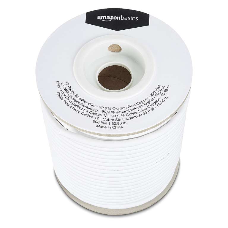 Amazon Basics 12-Gauge Oxygen-Free Copper Speaker Wire, 61m £43.99 at ...