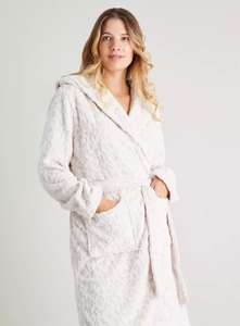 Natural Embossed Leopard Print Hooded Dressing Gown now £10 with Free Click and Collect From Argos