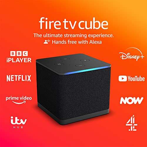 Fire TV Cube | Hands-free streaming media player with Alexa, Wi-Fi 6E, 4K Ultra HD