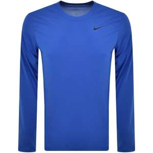 Nike Training Long Sleeve Logo T Shirt In Blue (Size Large)
