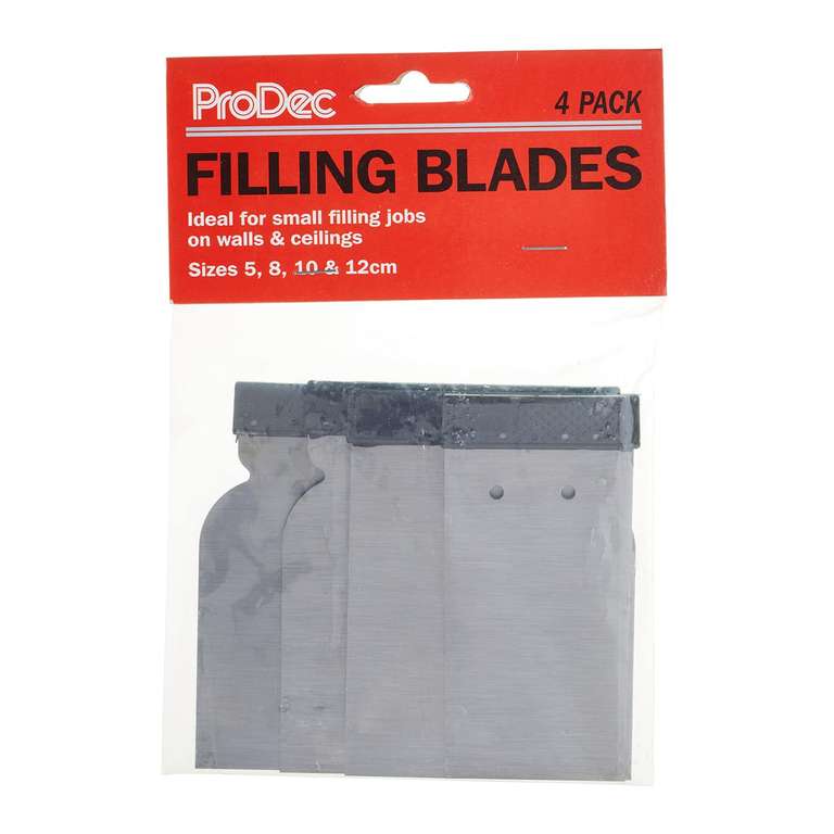 ProDec PFB4P 4 pack Filling Blades for Applying and Smoothing Fillers, Silver
