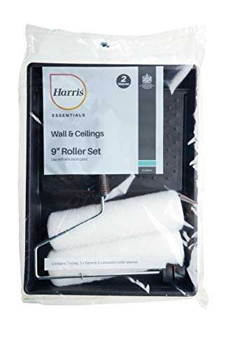 Harris 101092005 Essentials Walls & Ceilings Twin Set | 1 x Tray, 1 x Frame, 2 x Roller Sleeves | 9" free local collection