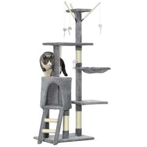 Cat Tree Kitty Activity Centre Condo Scratching Post with Toys 131cm - UK Mainland Sold & Delivered by MH STAR