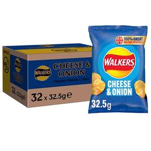 Walkers Cheese and Onion Crisps, 32.5g Case of 32 - £8.67 (£7.80 or less using Subscribe & Save) @ Amazon