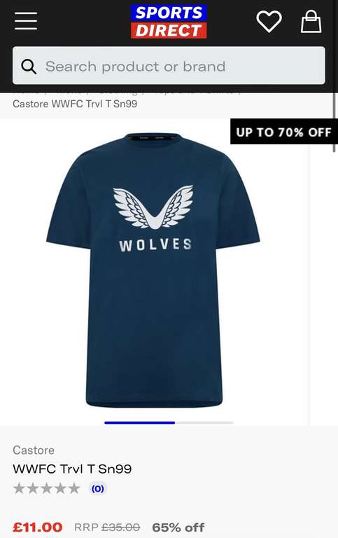 Wolves Castore Clothing up to 70% off (eg Wolves Pre Match T-Shirt Mens £15 + £4.99 Delivery) @ Sports Direct