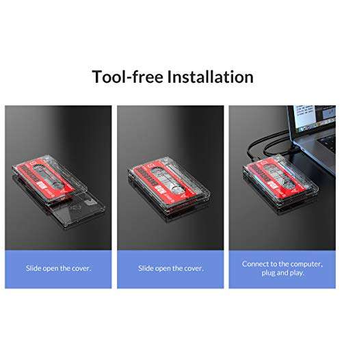 ORICO Tool-free USB 3.0 Hard Drive SSD Enclosure for 2.5 Inch SATA III HDD Disk Cassette Case - £8.59 @ Amazon