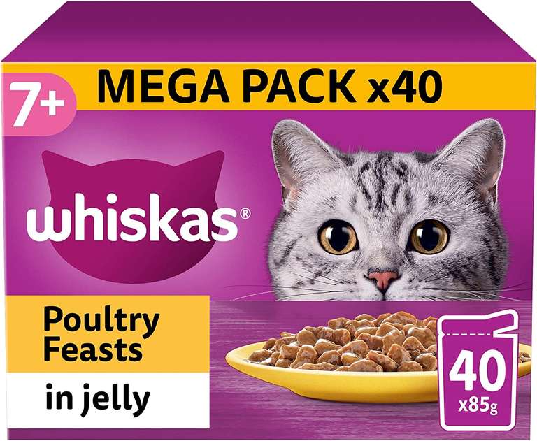 Whiskas 7+ Poultry Selection in Jelly 40 x 85 g Cat food £13.70 / £12.33 S&S or £8.90 with 20% voucher @ Amazon