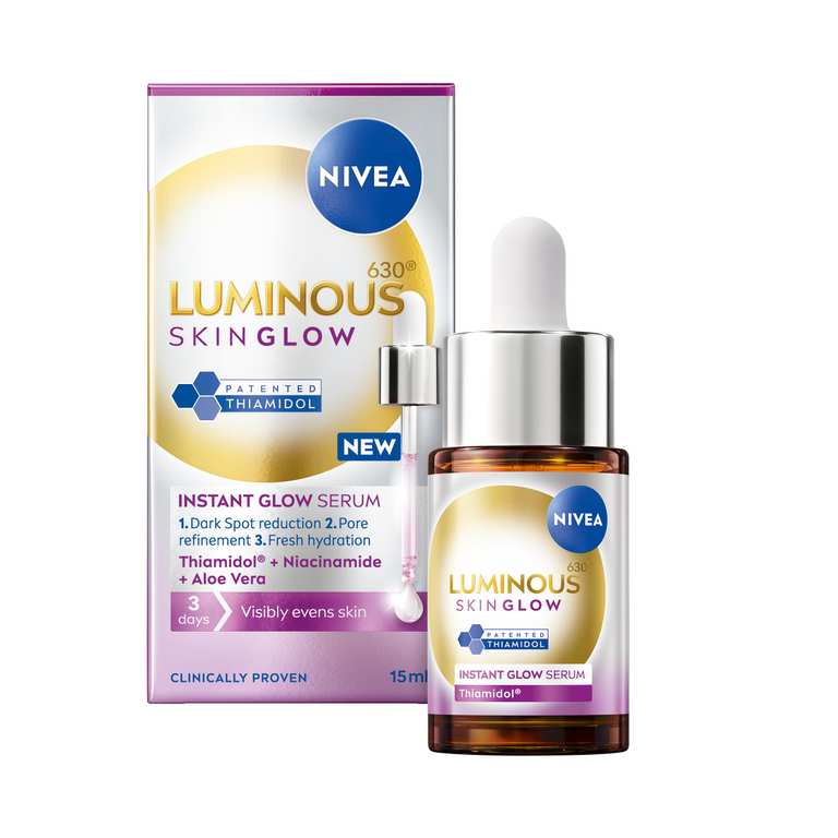 NIVEA Luminous 630 Even Glow Serum with Thiamidol 15ml (£4.27 - £4.04 S&S) - Early Prime Day Deal