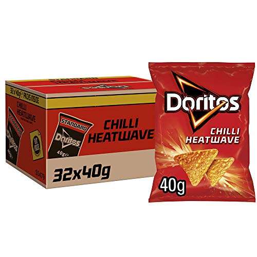 Doritos Chilli Heatwave Vegetarian Tortilla Chips, Perfect for Snacking 40g (Case of 32) £10.67 Prime (+£4.49 Non-Prime) @ Amazon