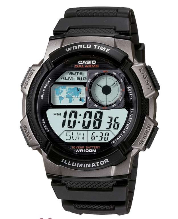 Casio AE-1000W Black Resin World Time Digital Watch - £19.99 / £21.98 delivered @ H Samuel
