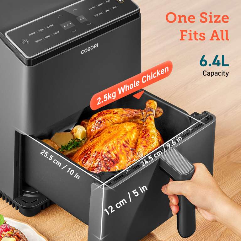 COSORI Smart Air Fryer Oven Dual Blaze 6.4L, Double Heating Elements, Cookbook, No Shaking & No Preheating, APP Control, 12 Functions, Air