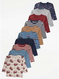 Younger Boy’s Assorted Vehicles and Striped Print Long Sleeve Tops 10 Pack £10 free click and collect George (Asda)