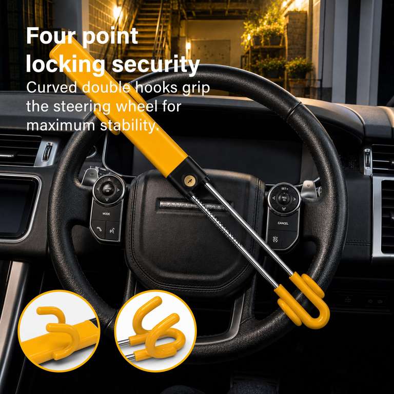 Twin Bar Steering Wheel Lock – £15.44 at Amazon by Vivo Technologies ...