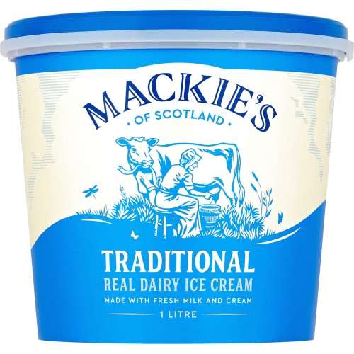 Mackie's Of Scotland Ice Cream 1L - Traditional Luxury Dairy / Raspberry Ripple / Honeycomb