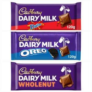 Cadbury Dairy Milk Whole Nut / Oreo / Daim / Salted Caramel & caramel chocolate bars 120g (Nectar Price)