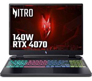 ACER Nitro 16 16" Quad HD+ screen / 165 Hz Gaming Laptop - AMD Ryzen 7 7840HS /16GB (32Max) / RTX 4070, 1.5 TB SSD next day delivered