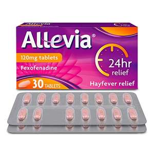 Allevia Hayfever Allergy Tablets, Prescription Strength 120mg Fexofenadine £7.25 @ Amazon