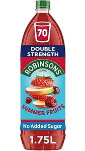 Robinsons Double Strength Summer Fruits/Orange No Added Sugar Squash 1.75L (With Voucher S&S £1.31/£1.23)