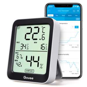 Govee Room Thermometer Hygrometer, Bluetooth Digital Indoor With Alerts 1 for £8.89 or 2 for £18.09 or 3 for £26.29 w/voucher, GoveeUK|FBA