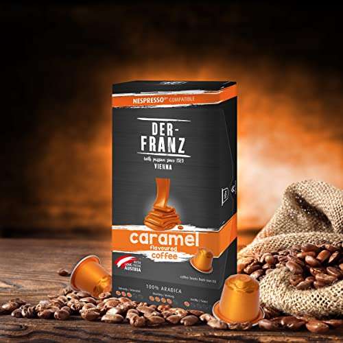 Der-Franz Nespresso Compatible Coffee Capsules, 1 x 10 Capsules, Caramel aroma £2.24 / £1.68 With Voucher + Subscribe And Save @ Amazon