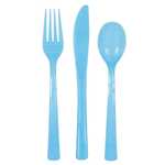 Unique 39519 Assorted Plastic Disposable Cutlery Set | Light 18 Pcs, Powder Blue, Pack of 18
