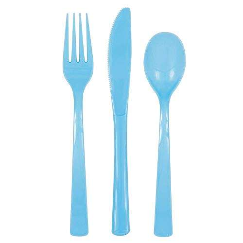 Unique 39519 Assorted Plastic Disposable Cutlery Set | Light 18 Pcs, Powder Blue, Pack of 18