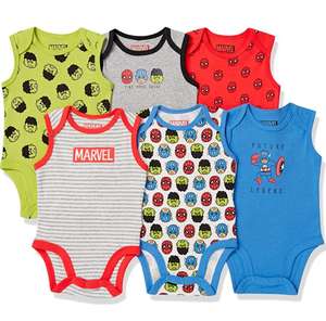 Amazon Essentials Avengers Boys Sleeveless Bodysuits, Pack of 6 size 24 months £14.84 at Amazon