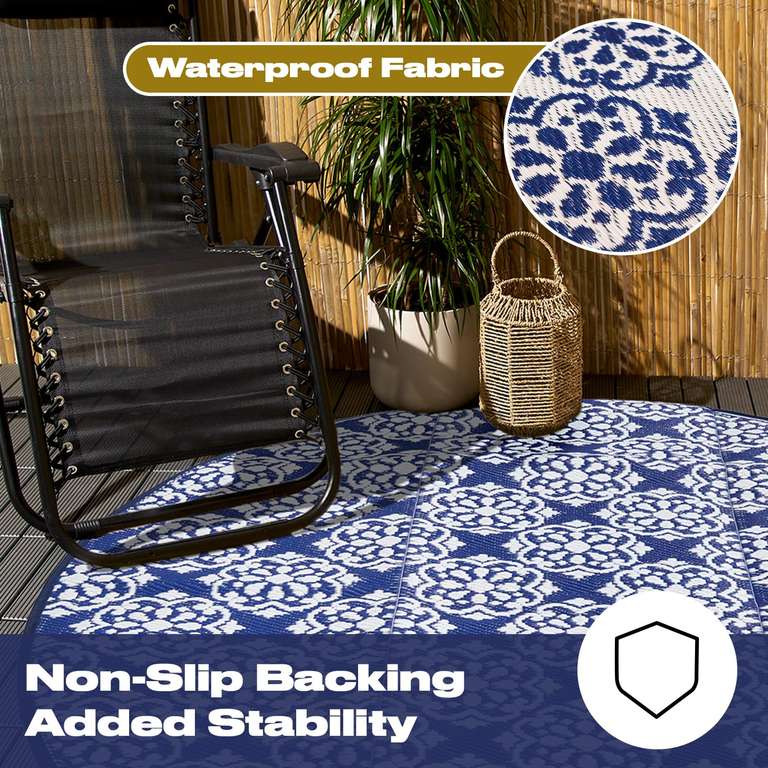 OHS Outdoor Round Rug Tile Print, Waterproof & Foldable Large Circle ...