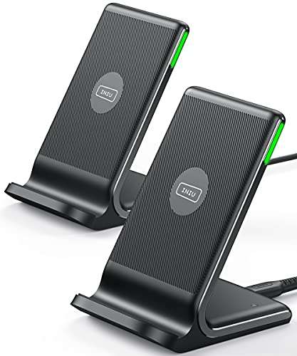 INIU Wireless Charger 2-Pack, 15W Fast Wireless Charging Stand with Sleep-friendly Adaptive Light