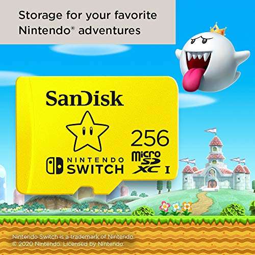SanDisk 256GB microSDXC card for Nintendo Switch consoles up to 100 MB/s UHS-I Class 10 U3 £34.99 at Amazon