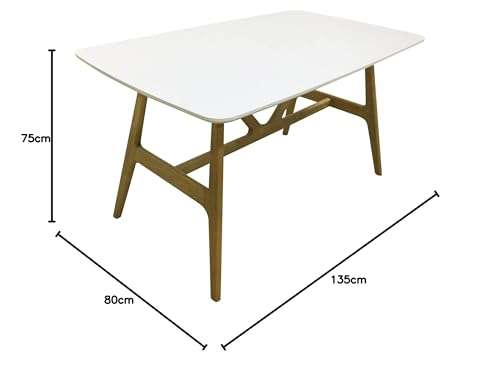 Bo Living Dining Table, Rubberwood and MDF veneers, White, Oak, One