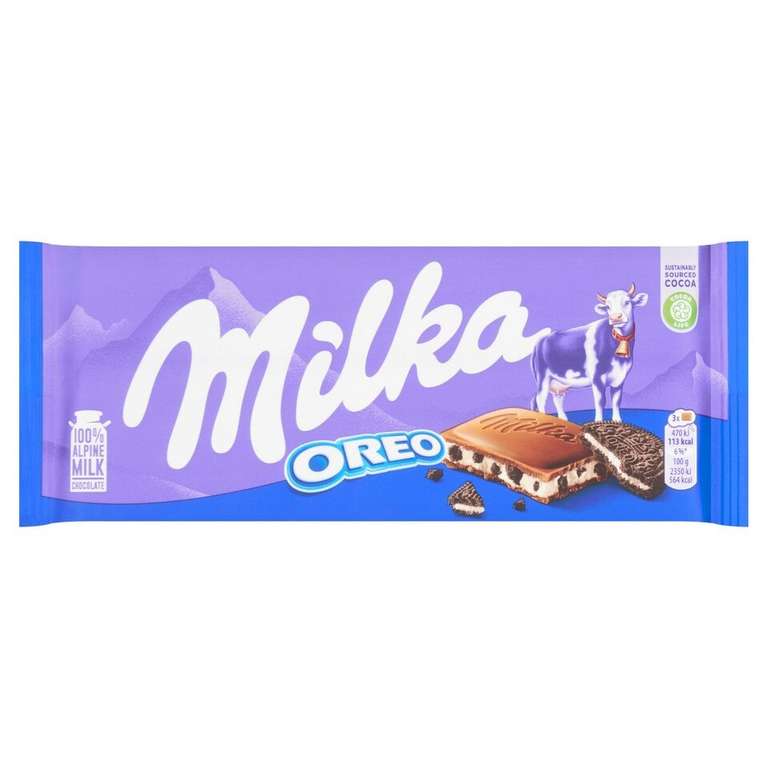 Milka Chocolate Hazelnut Bar 100G / Oreo Chocolate Bar 100G / Milka Bubbly Milk & White 95G (Clubcard Price)