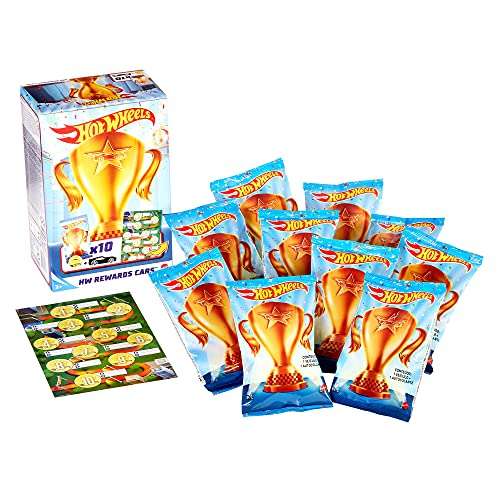 Rewards or Prizes for Kids 3 Years Old & Up Hot Wheels Rewards Car Pack of 10 Individually Wrapped 1:64 Scale Die-Cast Vehicles in Opaque Bags with Gold Stickers 