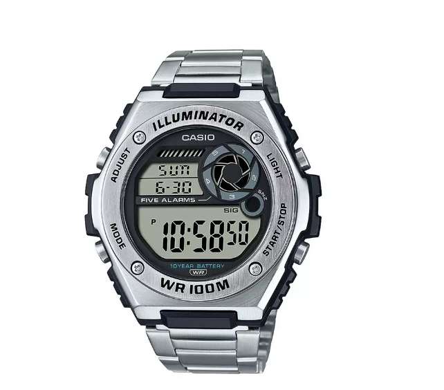 Casio Mens Illuminator Silver Stainless Steel Bracelet Watch - Free click and collect (Selected locations)
