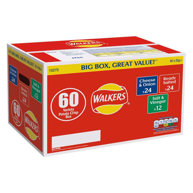 60 Walkers Crisps Variety Pack - £10.78 (Members Only - Business Delivery) @ Costco