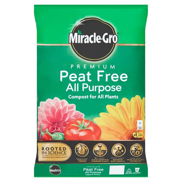Miracle Gro Premium Peat Free Compost 40L - 2 For £9 Clubcard Price @ Tesco