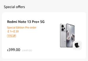 Redmi Note 13 Pro+ 5G 12/512GB Mystic Silver (PRE-ORDER) + Free Redmi Buds 5