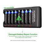 POWEROWL 8 Bay AA AAA Battery Charger (USB High-Speed Charging, Independent Slot) for Ni-MH Ni-CD Batteries Sold by NengWo-EU FBA